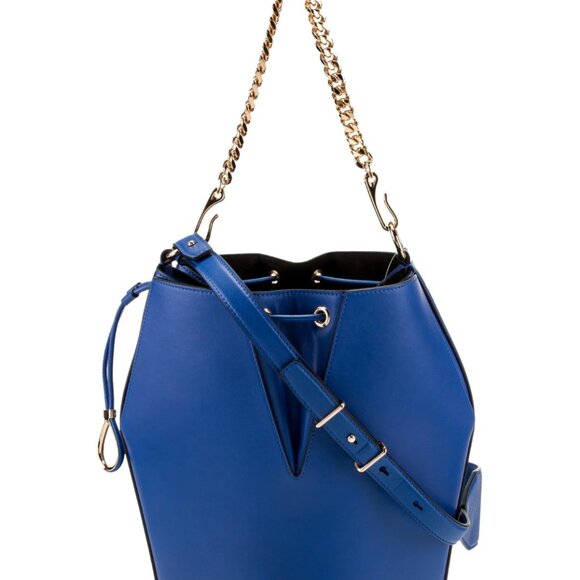 ALEXANDER MCQUEEN Blue Leather Bucket Bag LIKE NEW - Picture 9 of 11